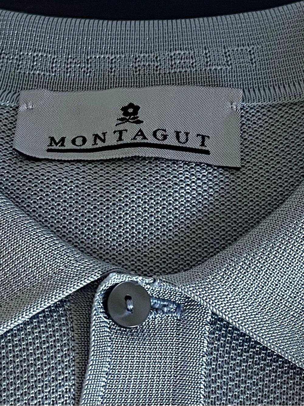 VTG Montagut Paris Fil Lumiere Knit Long Sleeve Polo Shirt Silver Gray Size 5 L - Picture 4 of 8